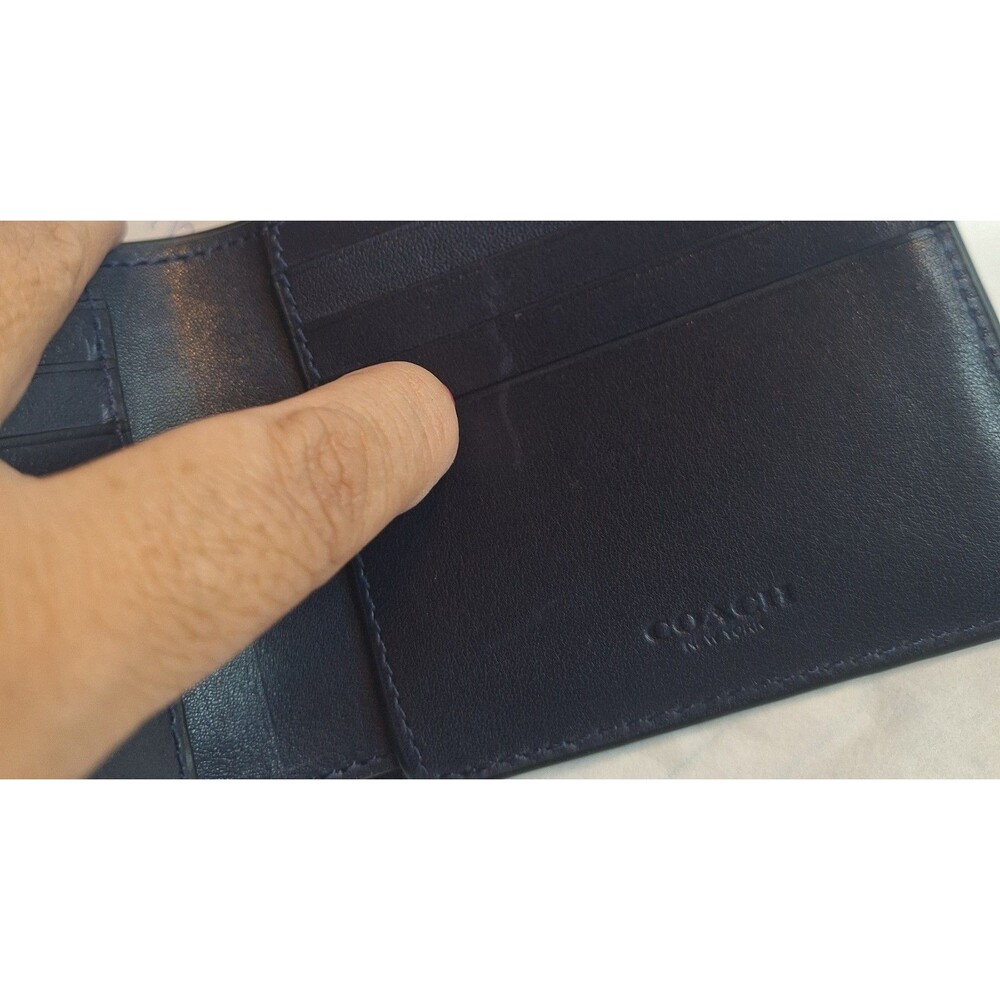 Coach Men's Black/Blue Bifold Leather Wallet - Picture 9 of 9